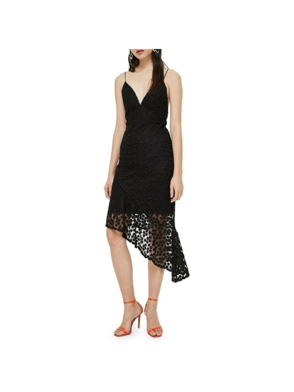 Topshop Lace Plunge Asymmetrical Dress